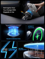 LISEN for 15W MagSafe Car Mount Charger,iPhone Magnetic Wireless Car Charger for iPhone 16 Pro Max Accessories,Car Phone Holder For iPhone 16 15 14 13 12,Samsung with MagSafe Case,Gifts for Men,Sliver - Image 3