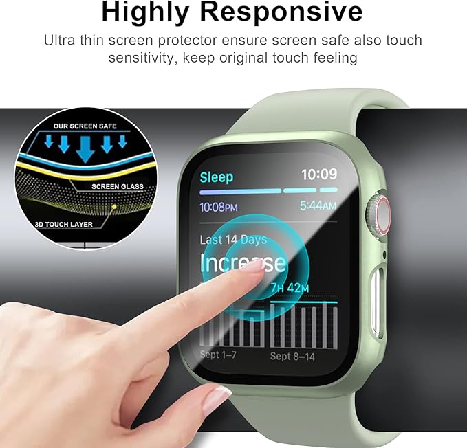 6 Pack Case for Apple Watch SE (2nd) Series 6/SE/5/4 44mm with Tempered Glass Screen Protector, BHARVEST High Definition Scratch Resistant Hard PC Bumper Cover for Apple Watch Accessories, 44mm - Image 4