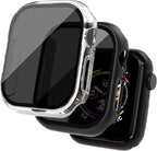 2 Pack Privacy Case for Apple Watch Screen Protector, Anti-Spy Tempered Glass Film Apple Watch Cover Hard PC Case Bumper for iWatch Series 11 Series 10 - Black/Clear 46mm by KUYUBMINYR