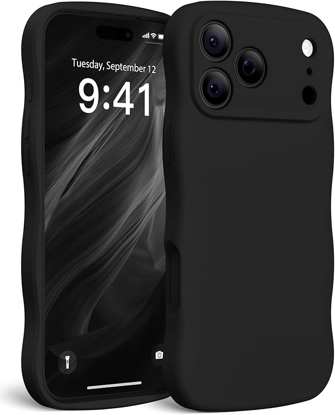 Magnetic for iPhone 17 Pro Max Case, [Full Camera Protection][Compatible with MagSafe] Cute Wave Frame Silicone Shockproof Protective Phone Case for iPhone 17 Pro Max 6.9", Black by SUYDANBOX
