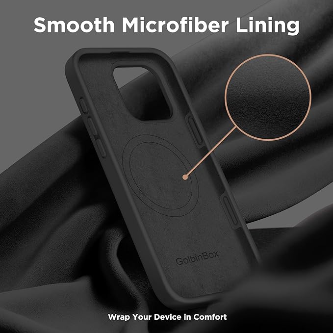 GolbinBox Magnetic for iPhone 16 Pro Max Case, Compatible with MagSafe, [Soft Anti-Scratch Microfiber Lining], Liquid Silicone Shockproof Protective Phone Case for iPhone 16 Pro Max, Black - Image 8