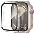 Smiling 2 Pack Case Compatible with Apple Watch Series 9/8/7 41mm with Tempered Glass Screen Protector, Hard PC Case Overall Protective Cover - 1 Starlight + 1 Transparent by Smiling