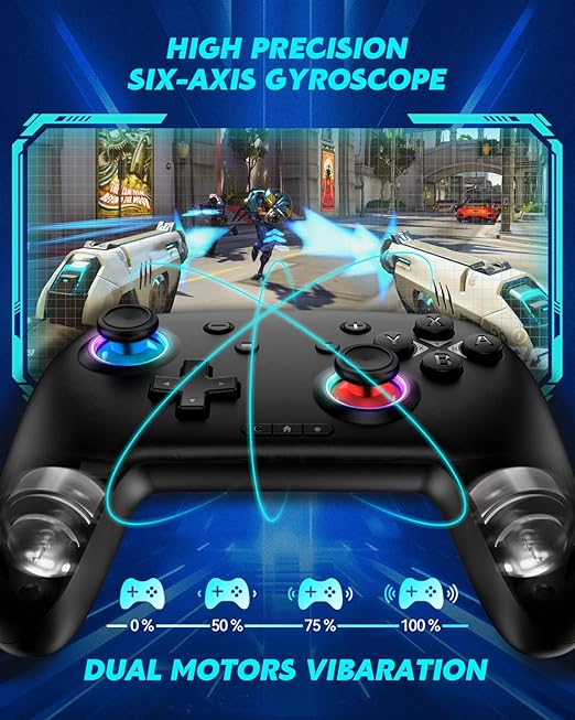 Hall Effect Bluetooth Controller with 2.4G Adapter, Wireless Switch Controller for Nintendo Switch 2/Switch/Lite/OLED, game controllers Compatible with PC/iPhone/Mac/iPad/iOS/Android/Phone/Steam and TV with Rotary Motors, RGB Hall Effect Joysticks/Macr... - Image 5