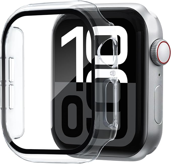 2 Pack Case for Apple Watch Screen Protector, Hard PC Case with Tempered Glass Protective Cover Guard Bumper, Slim Apple Watch Cover for iWatch Series 11 Series 10 - Clear/Clear 46mm by FoamiaCaseforAppleWatch