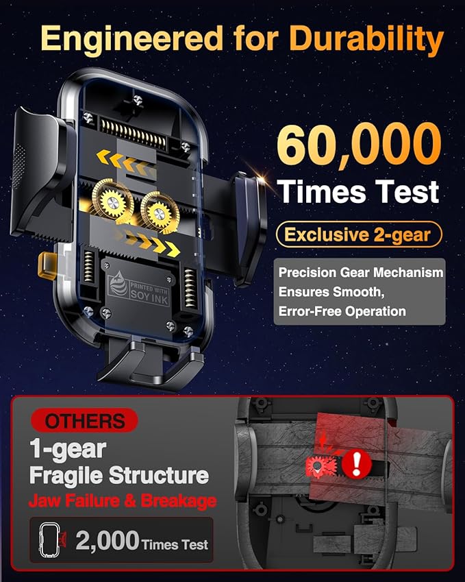 VANMASS 2026 【True Military-Grade】 Phone Holders for Your Car 【90 LBS Strongest Suction & Clip】 Ultimate Cell Phone Mount Dashboard Window Vent for iPhone 16 Pro Max 15 14 13 Samsung Android - Image 8