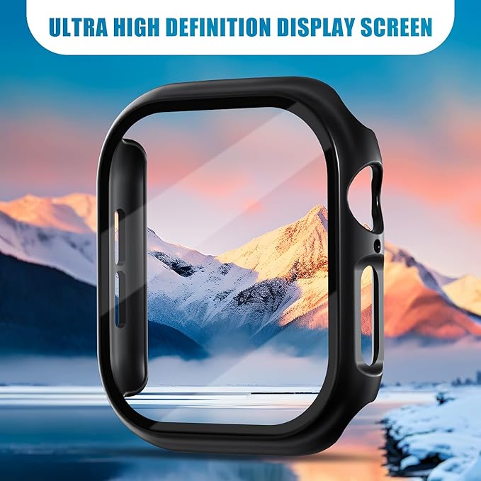 2 Pack Case for Apple Watch Screen Protector, Hard PC Case with Tempered Glass Protective Cover Guard Bumper, Slim Apple Watch Cover for iWatch Series 11 Series 10 - Black/Clear 42mm - Image 2