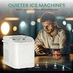 Ice Makers Countertop, Portable Ice Machine with Handle, 6 Mins 9 Bullet Ice Cubes with Basket and Scoop, 26lbs in 24Hrs, Auto-Cleaning, for Home, Kitchen, RV, Camping, White - Image 9