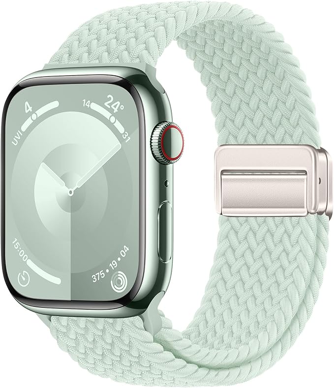 Qimela Sport Loop Compatible with Apple Watch Band 38mm 40mm 41mm 42mm 44mm 45mm 46mm 49mm for Women Men,Magnetic Strap Stretchy Braided Wristband for iWatch Series 11 10 9 8 7 6 5 4 SE Ultra 3 2 1 by QIMELA