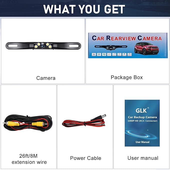 License Plate Backup Camera AHD 1080P Metal 170 Degree Wide Night Vision Rear View Reverse Camera IP69K Waterproof Parking Camera for 12-24V Car Vehicle SUV RV - Image 7