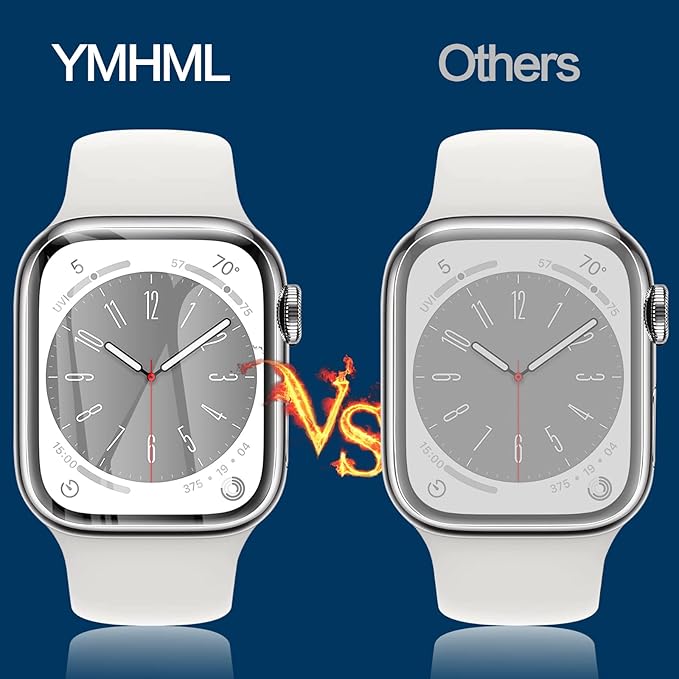 YMHML [ 8 Pack Screen Protector Compatible for Apple Watch 45mm Series 9 Series 8 Series 7, [Upgrade Flexible Film] Soft HD Clear Anti-Scratch Film for iWatch 9 8 7 Accessories - Image 5