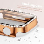 Goton 2-Pack Bling Case for Apple Watch Series 9 8 7 Screen Protector 45mm, Women Diamond Rhinestone Bumper Glass Face Cover for iWatch Accessories 45 mm - Image 3
