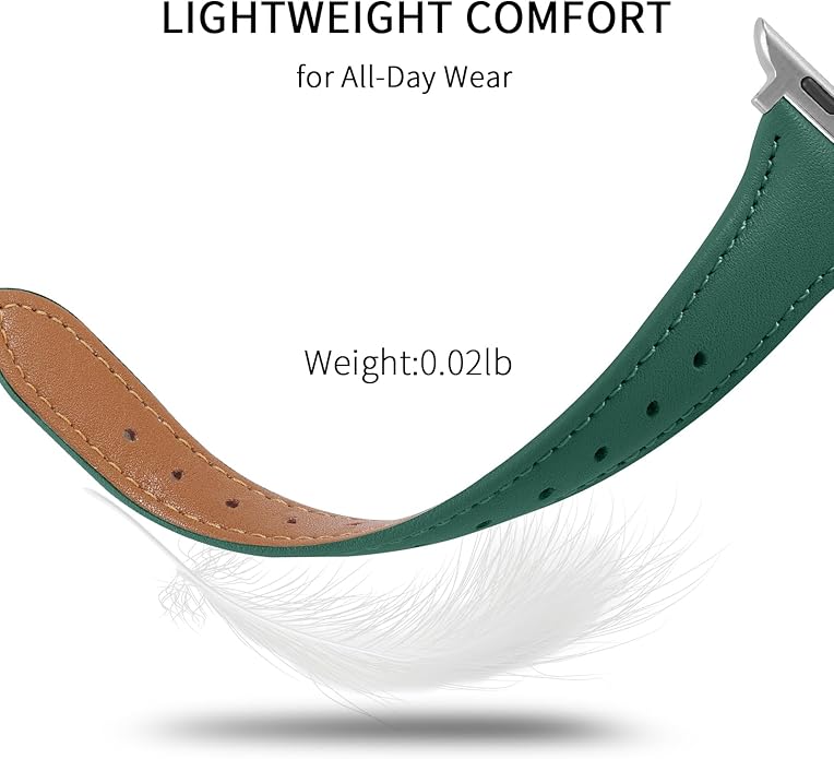 Slim Genuine Nappa Leather Bands Compatible with Apple Watch Band 38mm 40mm 41mm 42mm 44mm 45mm 46mm Women, Sweatproof Ultra Soft Leather Replacement Straps for iWatch Ultra/SE/1/2/3/4/5/6/7/8/9/10/11 - Image 3