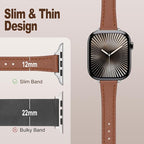 SEURE 2-pack Leather Bands Compatible with Apple Watch Band for women 38mm 40mm 41mm 42mm 44mm 45mm 46mm 49mm,Genuine Leather Band Slim Thin Strap for iWatch Ultra SE Series 11/10/9/8/7/6/5/4/3/2/1 - Image 4