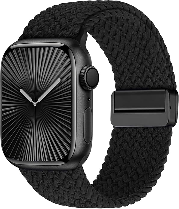 Braided Stretchy Band Compatible with Apple Watch Bands 38mm 40mm 41mm 42mm 44mm 45mm 46mm 49mm Women Men, Soft Nylon Solo Loop Magnetic Sport Strap for iWatch Series 11 10 9 8 7 6 5 4 3 2 1 SE Ultra by Unknown