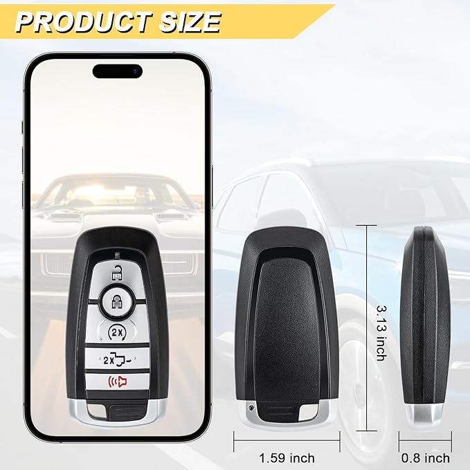 Vurkcy Key Fob Replacement for 2018-2022 Ford F-Series Truck- F150 F250 F350 F450 F550 Bronco Car Keyless Entry Remote Control, M3N-A2C93142600 M3N-A2C931426, 5 Btn - Image 4