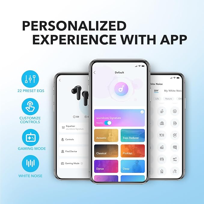 Soundcore by Anker P20i True Wireless Earbuds, 10mm Drivers with Big Bass, Bluetooth 5.3, 30H Long Playtime, Water-Resistant, 2 Mics for AI Clear Calls, 22 Preset EQs, Customization (Light Blue) - Image 4