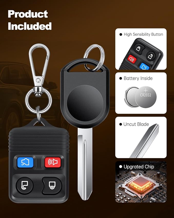 ELECTOP Key Fob Replacement with Ignition Key Keyless Entry Remote Control CWTWB1U345 Car Security Product fits for Ford Escape Explorer Expedition Focus Fusion Mustang Taurus, Lincoln, Mercury, Mazda - Image 6