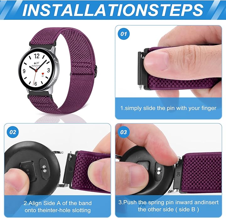 Compatible with 16mm 18mm 19mm 20mm 22mm 24mm Watch Bands Quick Release Replacement Wristband,Adjustable Stretchy Nylon Solo Loop Straps Fabric Braided Sport Elastic Bands for Men Women - Image 3