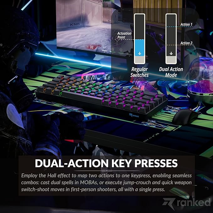 Ranked Master M65 HE 65% | Rapid Trigger Technology | Magnetic Mechanical Gaming Keyboard | 68 Keys RGB LED for PC/Mac Gamer | US Layout (POM Dye Sub Limited Edition, Clear Switch) - Image 5