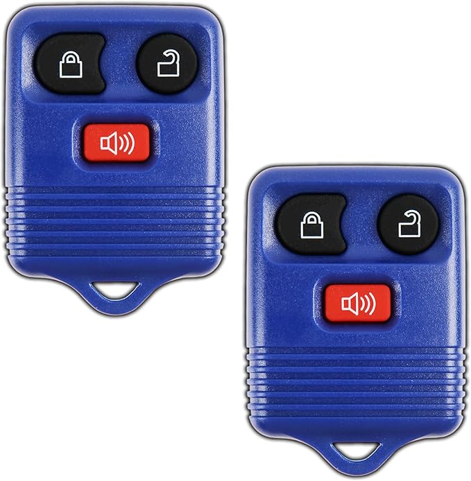 KeylessOption Key Fob Replacement for 1998 1999 2000 2001 2002 2003 2004 2005 2006 2007 2008 2009 2010 2011 2012 2013 2014 2015 2016 Ford Lincoln Mazda Mercury Remote, 3-Button Navy Blue - 2 Pack by KeylessOption