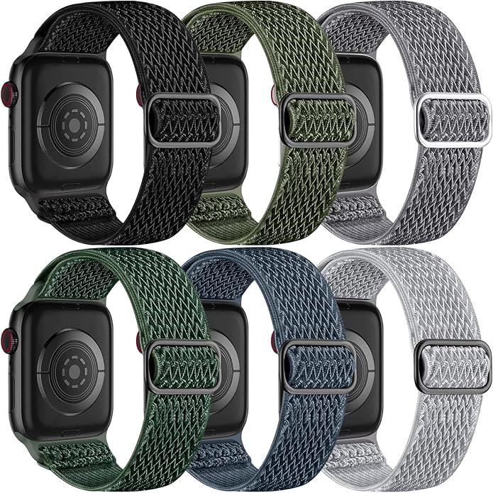Lerobo 6 Pack Braided Bands Compatible with Apple Watch 44mm 45mm 42mm 49mm 46mm 41mm 40mm 38mm Women Men Stretchy Nylon Solo Loop Sport Strap for iWatch Ultra SE 3/2/1 Series 11 10 9 8 7 6 5 4 3 2 1 by Lerobo