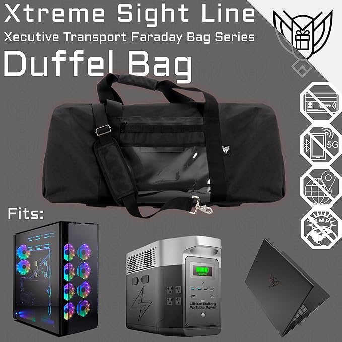 Xtreme Sight Line ~ AQUA Duffel Faraday Bag + XTECH Faraday Bag ~ Water-Proof Signal Blocking Duffel Bag for Large Electronics ~ Tracking/Hacking Defense ~ 1000D Nylon ~ Woodland Camo - Image 6