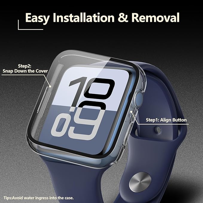 [2-Pack] Julk Case with Tempered Glass Screen Protector for Apple Watch 11 (2025) 42mm, Slim Guard with HD Glass, Full Coverage Hard PC Protective Cover for iWatch Series 11/10 42mm, Transparent - Image 4