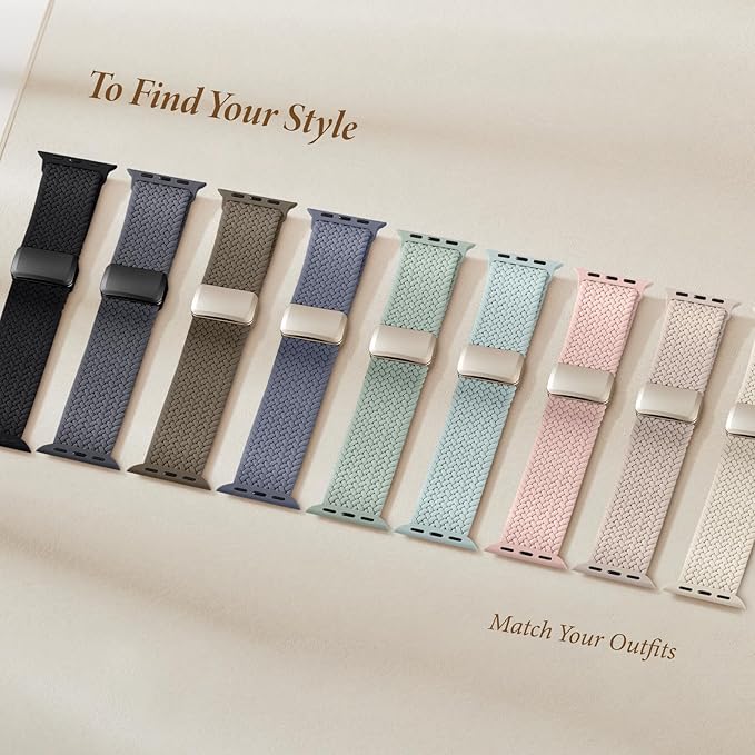 Braided Stretchy Bands with Magnetic Clasp Compatible for Apple Watch Band 38mm 40mm 41mm 42mm 44mm 45mm 46mm 49mm Women Men, Nylon Sport Solo Loop for iWatch Series 11 10 9 8 7 6 5 4 3 Ultra 3 2 1 SE - Image 4