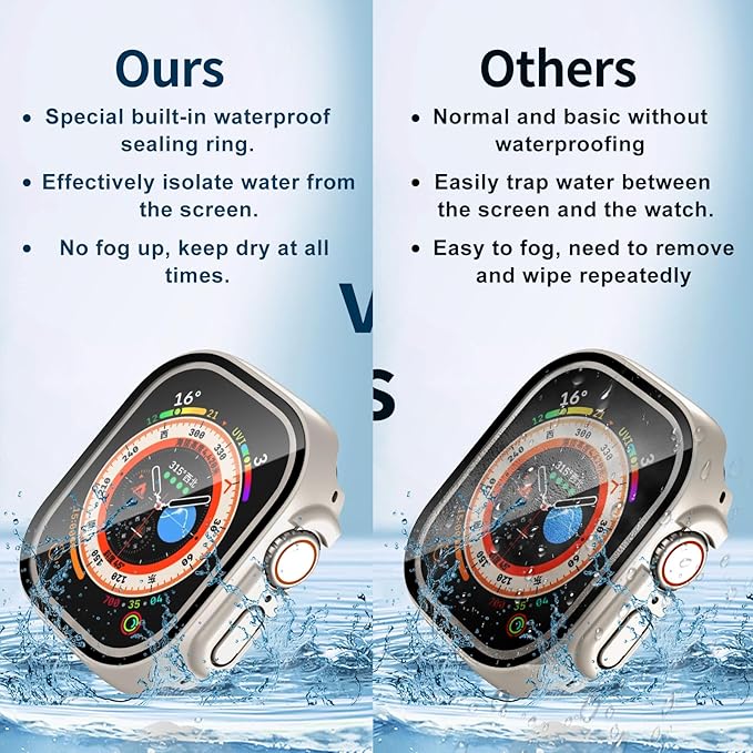 Waterproof Case for Apple Watch Ultra/Ultra 2 & 3 49mm,Built-in Tempered Glass Screen Protector,[Slim Guard PC Bumper] [Touch Sensitive] Full Protective Face Cover Compatible iWatch Accessories - Image 5