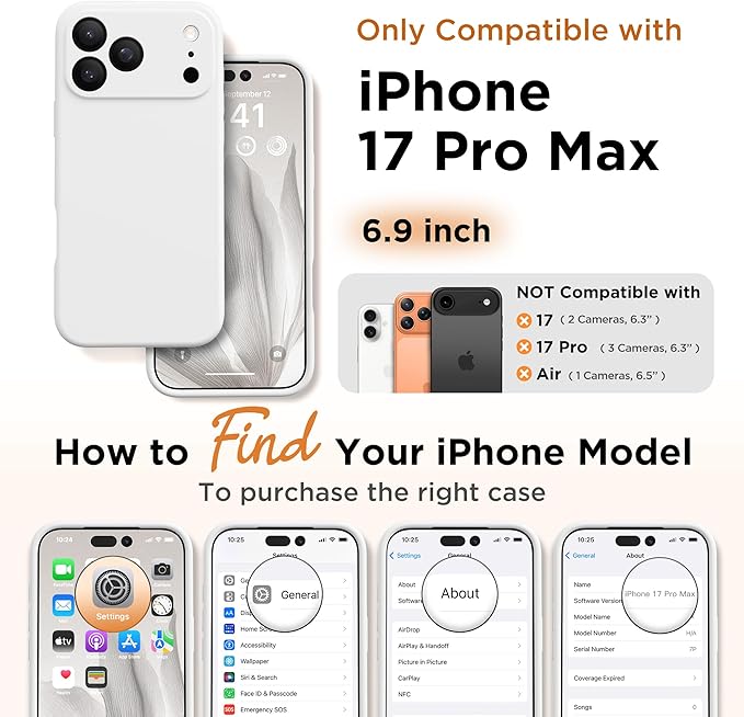 GolbinBox Magnetic for iPhone 17 Pro Max Case, Compatible with MagSafe, [Full Camera Protection] [Screen Protector], Silicone Shockproof Phone Cover with Anti-Scratch Microfiber Lining, White - Image 2