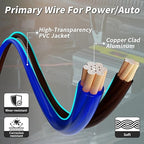 4 Gauge Wire(25FT Black + 25FT Blue) Copper Clad Aluminum CCA Battery Cable, Primary Power/Ground Cable for Car Audio Speaker, RV Trailer, Marine, Solar Equipment, Translucent Jacket - Image 2