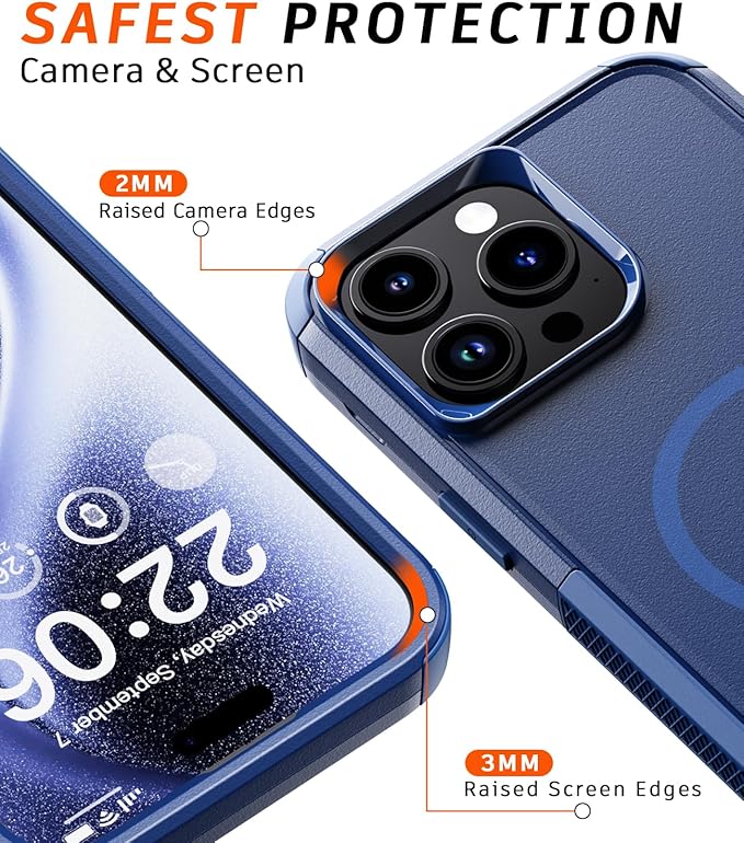 Diverbox for iPhone 15 pro max case - [Compatible with MagSafe] [with Screen Protector ] [Shockproof] [Dropproof] Heavy Duty Protection Phone Case for iPhone 15 pro max (Blue) - Image 4