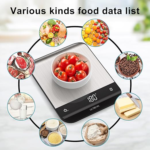 Ultrean Food Scale, Digital Kitchen Scale with LED Display, Weight Grams and Ounces for Baking Cooking, 6 Units with Tare Function, 304 Stainless Steel, 11lb (Batteries Included) - Image 3