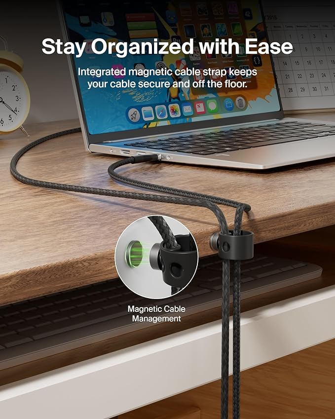 Belkin BoostCharge Pro Flex Braided USB-C to USB-A Cable (1M/3.3FT) USB-IF Certified Fast Charging Cable for iPhone 17, iPhone 17 Pro, iPad, Galaxy S25, Note, Pixel, Nintendo Switch 2 & More - Black - Image 4
