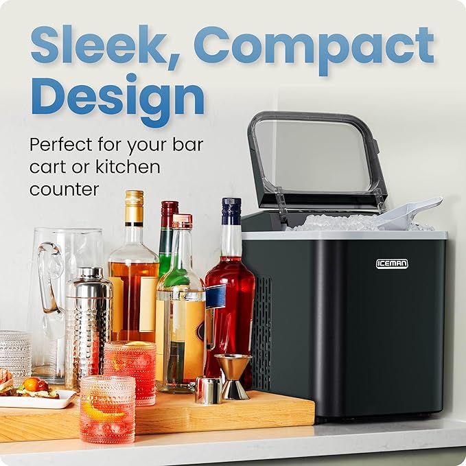 Iceman Compact Pebble Ice Machine, Countertop Nugget Ice Maker Produces Chewable Pellet Ice in 8 Minutes, Makes 26lbs/Day, One-Touch Cleaning Function with Ice Scoop/Basket Included – Black - Image 5