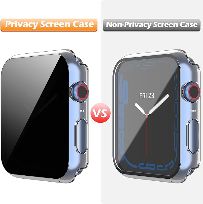 Misxi 2 Pack All-around Privacy PC HD Case with Button for Apple Watch Series 9 (2023) Series 8 Series 7 45mm, Shockproof Cover with Anti-Spy Tempered Glass Screen Protector for iWatch, Transparent - Image 3