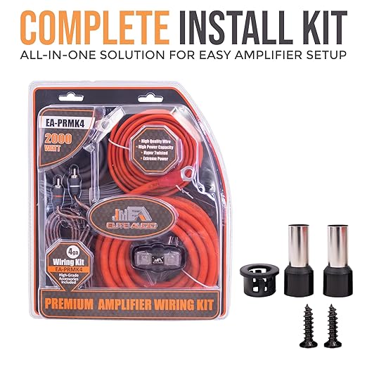 Elite Audio Premium 4 Gauge CCA Amplifier Installation Wiring Amp Kit, 2000 watt High-Power Wiring with Triple Shielded RCA’s and Mini ANL Fuse Holder - EA-PRMK4 Amp Install Kit - Image 2