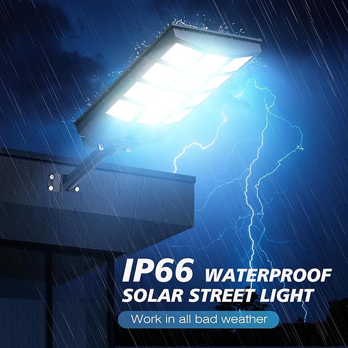 Sunwish Solar Lights Outdoor Waterproof 5000W, 6500K LED Solar Street Light with Motion Sensor & Dusk to Dawn, Security Flood Lights Outdoor with Remote Control for Parking Lot, Yard, Garage（2-Pack） - Image 6