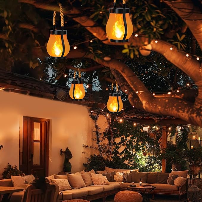 Hompavo Gen2 Solar Lanterns Outdoor with Ultra-Real Flame, Dual Charging (USB/Solar) & 2 Mode - Waterproof Decorative Hanging/Table Lights for Yard Patio Garden Birthday Mothers Day Gifts for Women, 4 - Image 9