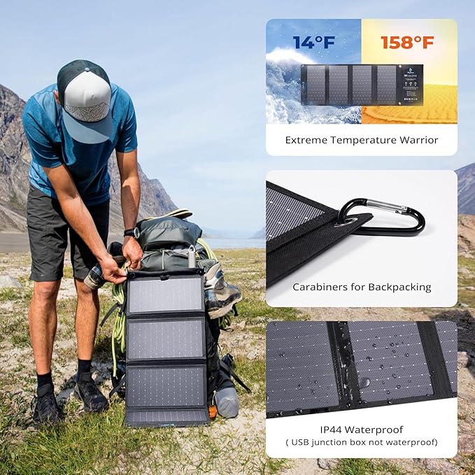 BigBlue 28W Solar Panel Charger with Dual USB-C and USB-A, Portable Solar Phone Charger for Camping, Hiking, Backpacking, Emergency Solar Charger for iPhone, iPad, Samsung Galaxy, Power Bank, GPS etc - Image 7