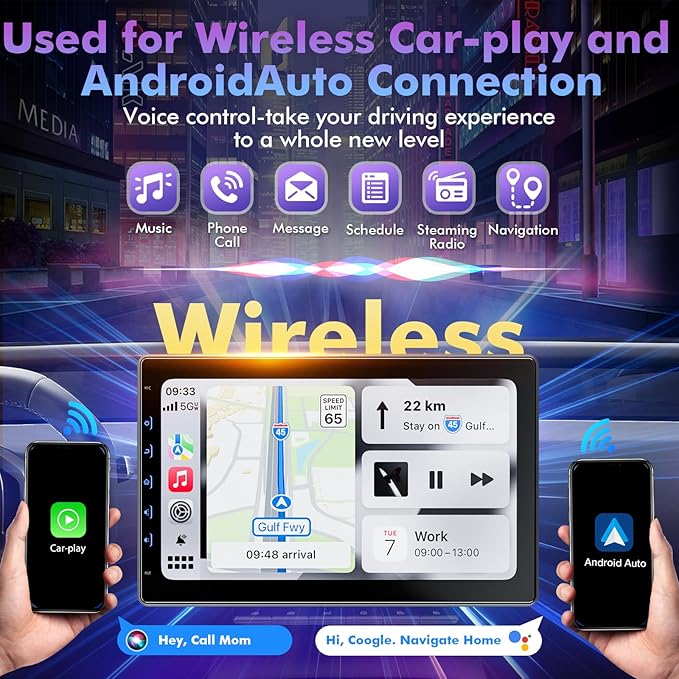 10 Inch IPS Touch Screen Double Din Car Stereo Compatible with Wireless Carplay, Android Auto, Mirrorlink - Car Radio Audio Stereo Receiver with Bluetooth, FM, 720P Backup Camera - Image 2