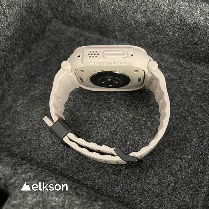 elkson Band Case for 49mm Apple Watch Ultra 3/2/1 with Screen Protector Tempered Glass, Quattro Pro Series Rugged for iWatch Strap, Military Grade Durable Protective Bumper Cover, Starlight - Image 6