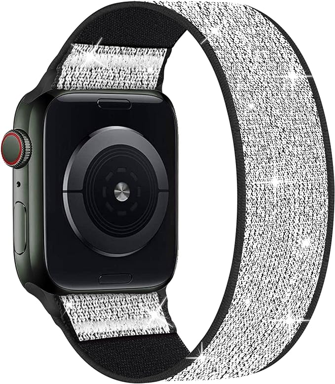 Stretchy Nylon Solo Loop Bands Compatible with Apple Watch 38mm 40mm 41mm 42mm 44mm 45mm 46mm 49mm Ultra 2 iWatch Series 11 10 9 8 7 SE 6 5 4 3 2 1 Strap,Sport Elastic Braided Women Men by ENJINER