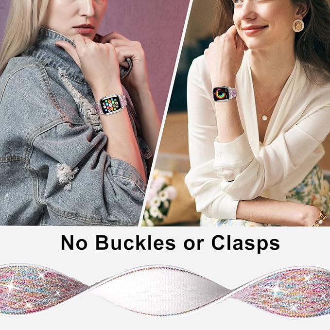 Stretchy Nylon Solo Loop Bands Compatible with Apple Watch 38mm 40mm 41mm 42mm 44mm 45mm 46mm 49mm Ultra 2 iWatch Series 11 10 9 8 7 SE 6 5 4 3 2 1 Strap,Sport Elastic Braided Women Men - Image 4