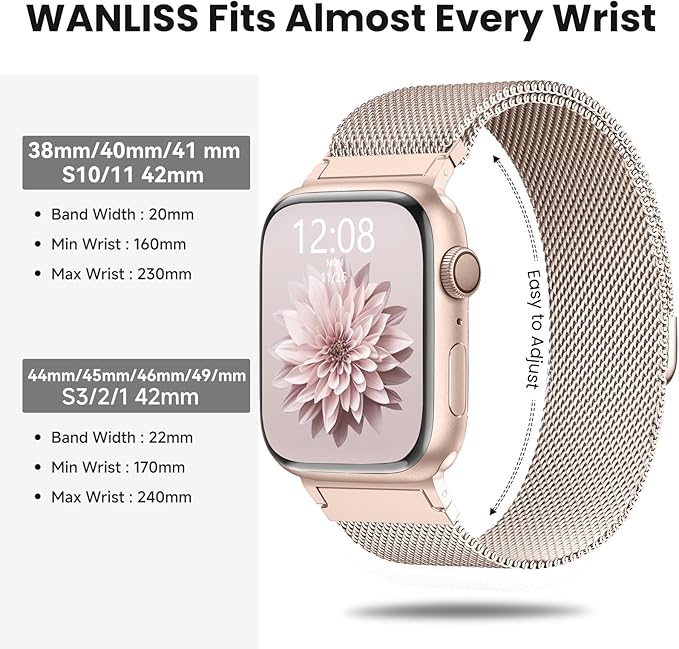 Original Metal Milanese Loop Compatible with Apple Watch Band 38mm 40mm 41mm 42mm 44mm 45mm 49mm for Women Men, Magnetic Stainless Steel for iWatch Se Ultra Series 11 10 9 8 7 6 5 4 3 2 1 - Image 4