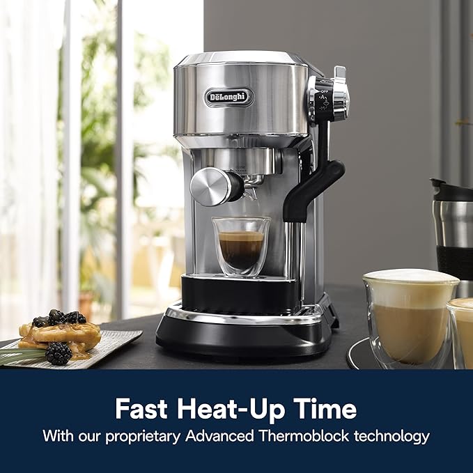 De'Longhi Dedica Maestro Plus Espresso Machine, Automatic Steam Wand, 3 Coffee Temp & Milk Foam Settings, 54oz Removable Tank, Easy-to-Clean Dishwasher-Safe Parts, Compact Stainless Steel Design - Image 5