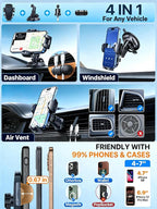 [Military-Grade Anti-Shake & 360° Rotatable Suction] 2026 Upgraded Car Phone Holder Mount【90+LBS Safest Strongest & Patent Cert】Dashboard Windshield Vent for iPhone 17 16 Pro Max Samsung, Jet Black - Image 3