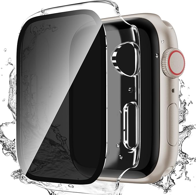 Waterproof Privacy Case Compatible with Apple Watch Series 6/5/4/SE2/SE 44mm with Anti-peep Screen Protector, iWatch Face Cover Protective Bumper for iWatch Case 44mm Clear by Zumyzu