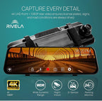 RIVELA 10” Rear View Mirror Camera - 4K Touchscreen Digital Rearview Mirror with GPS, G-Sensor, Loop Recording, Night Vision, 170° Wide Angle, Backup Dash Cam for Cars, Easy Installation - Image 2