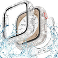 Goton 40mm Waterproof Bling Case for Apple Watch Screen Protector SE 3/2/1,Series 6/5/4 40 mm, Sparkling PC Front Bumper & Hollow Back for iWatch Cover, Splash-Resistant, Easy Install by Goton